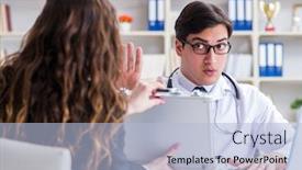  Presentation with fraud - Slide deck having doctor in medical insurance fraud background and a light blue colored foreground