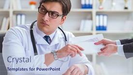  Presentation with fraud - Theme featuring young-doctor-in-medical-insurance background and a light blue colored foreground