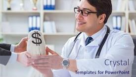  Presentation with medical concept - Beautiful PPT theme featuring young-doctor-in-medical-insurance backdrop and a light blue colored foreground