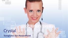  Presentation with virtual keyboard - Beautiful presentation theme featuring young doctor in white uniform backdrop and a sky blue colored foreground