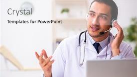  Presentation with listening - Presentation design enhanced with young-doctor-listening-to-patient background and a white colored foreground