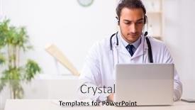  Presentation with listening - Beautiful presentation design featuring young-doctor-listening-to-patient backdrop and a lemonade colored foreground