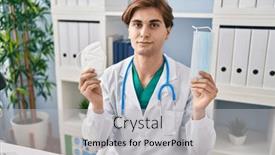  Presentation with simple - Presentation design featuring young-doctor-man-holding-two background and a light gray colored foreground