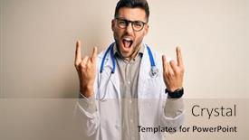  Presentation with rock music - Presentation featuring young-doctor-man-wearing-glasses background and a mint green colored foreground