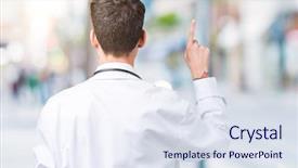  Presentation with doctor in hospital health insurance related icons healthcare person saving medical - Cool new presentation with young doctor man wearing hospital backdrop and a sky blue colored foreground