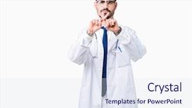  Presentation with young man wearing a hat - Presentation design featuring young doctor man wearing hospital background and a  colored foreground