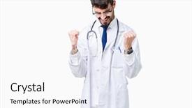  Presentation with hospital - Audience pleasing theme consisting of young doctor man wearing hospital backdrop and a  colored foreground