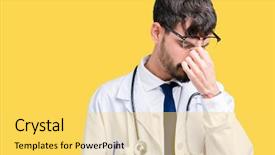  Presentation with hospital - Theme with young doctor man wearing hospital background and a  colored foreground