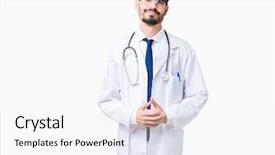  Presentation with hospital - Beautiful slides featuring young doctor man wearing hospital backdrop and a white colored foreground