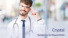  Presentation with great idea - Audience pleasing theme consisting of young doctor man wearing hospital backdrop and a sky blue colored foreground