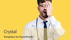  Presentation with eye doctor - Presentation theme consisting of young doctor man wearing hospital background and a  colored foreground