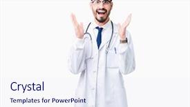  Presentation with winner - Amazing presentation theme having young doctor man wearing hospital backdrop and a  colored foreground