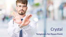  Presentation with hospital - PPT layouts featuring young doctor man wearing hospital background and a sky blue colored foreground