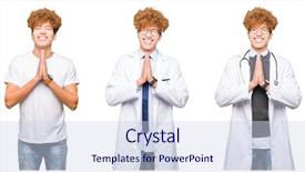  Presentation with medical smiling doctor - Slides consisting of young doctor man wearing medical background and a sky blue colored foreground