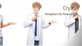  Presentation with medical smiling doctor - PPT theme featuring young doctor man wearing medical background and a cream colored foreground