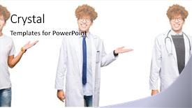  Presentation with collage medical - PPT theme consisting of young doctor man wearing medical background and a cream colored foreground