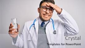  Presentation with medical hand - Colorful presentation theme enhanced with young-doctor-man-wearing-medical backdrop and a light gray colored foreground