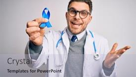  Presentation with colon - Slides featuring young-doctor-man-wearing-medical background and a light blue colored foreground