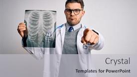  Presentation with medical sign - Slides enhanced with young-doctor-man-wearing-medical background and a light gray colored foreground