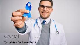  Presentation with colon cancer - Audience pleasing PPT layouts consisting of young-doctor-man-wearing-medical backdrop and a lemonade colored foreground