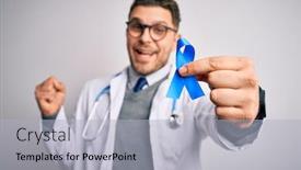  Presentation with colon cancer - Audience pleasing presentation consisting of young-doctor-man-wearing-medical backdrop and a light gray colored foreground