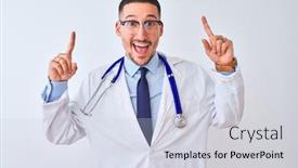  Presentation with doctor and brain - Presentation theme enhanced with young-doctor-man-wearing-stethoscope background and a lemonade colored foreground