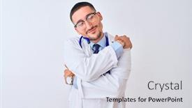  Presentation with confident love - Presentation theme having young-doctor-man-wearing-stethoscope background and a sky blue colored foreground