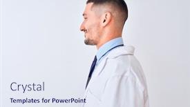  Presentation with man in nature - Cool new slides with young-doctor-man-wearing-white backdrop and a sky blue colored foreground