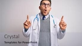  Presentation with blue eyes - Beautiful presentation design featuring young-doctor-man-with-blue backdrop and a light gray colored foreground