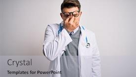  Presentation with blue eyes - Cool new presentation design with young-doctor-man-with-blue backdrop and a lemonade colored foreground