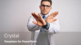  Presentation with medical sign - Beautiful theme featuring young-doctor-man-with-blue backdrop and a gray colored foreground