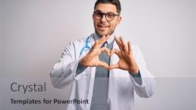  Presentation with heart medical - Colorful theme enhanced with young-doctor-man-with-blue backdrop and a light gray colored foreground