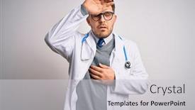  Presentation with medical fever - Colorful slide deck enhanced with young-doctor-man-with-blue backdrop and a light gray colored foreground