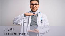  Presentation with medical sign - Slide set featuring young-doctor-man-with-blue background and a light blue colored foreground