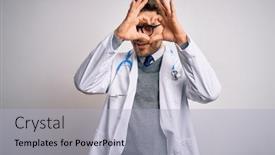  Presentation with medical heart - Beautiful PPT layouts featuring young-doctor-man-with-blue backdrop and a light blue colored foreground