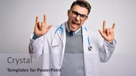  Presentation with rock music - PPT theme featuring young-doctor-man-with-blue background and a lemonade colored foreground