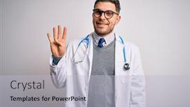  Presentation with medical smiling doctor - Beautiful presentation design featuring young-doctor-man-with-blue backdrop and a light blue colored foreground