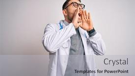  Presentation with blue eyes - Colorful theme enhanced with young-doctor-man-with-blue backdrop and a light gray colored foreground