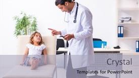  Presentation with pediatrician - Cool new presentation theme with young-doctor-pediatrician backdrop and a light blue colored foreground