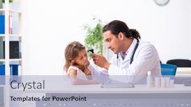  Presentation with pediatrician - Cool new PPT theme with young-doctor-pediatrician backdrop and a light blue colored foreground