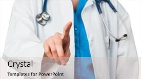  Presentation with new parents doctor - PPT theme consisting of young doctor pointing on white background and a  colored foreground