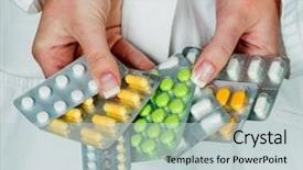  Presentation with prescription drugs - Slides featuring young doctor prescribes medication prescription background and a light gray colored foreground