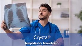  Presentation with radiologist - Presentation theme consisting of young-doctor-radiologist-sitting background and a ocean colored foreground