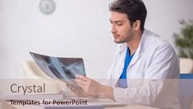  Presentation with radiologist - Presentation theme with young-doctor-radiologist-sitting background and a soft green colored foreground