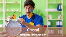  Presentation with doctor in hospital health insurance related icons healthcare person saving medical - Slide deck featuring young doctor sitting in hospital background and a  colored foreground