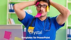  Presentation with hospital - PPT theme having young-doctor-sitting-in-hospital background and a ocean colored foreground