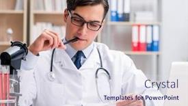  Presentation with medical education - Slides having young-doctor-studying-medical-education background and a sky blue colored foreground