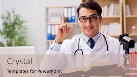  Presentation with medical education - Slide deck with young doctor studying medical education background and a mint green colored foreground