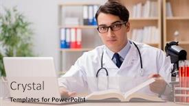  Presentation with medical education - Colorful slide deck enhanced with young doctor studying medical education backdrop and a soft green colored foreground