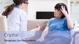  Presentation with old young - Cool new PPT theme with young-doctor-visiting-old-mature backdrop and a light blue colored foreground